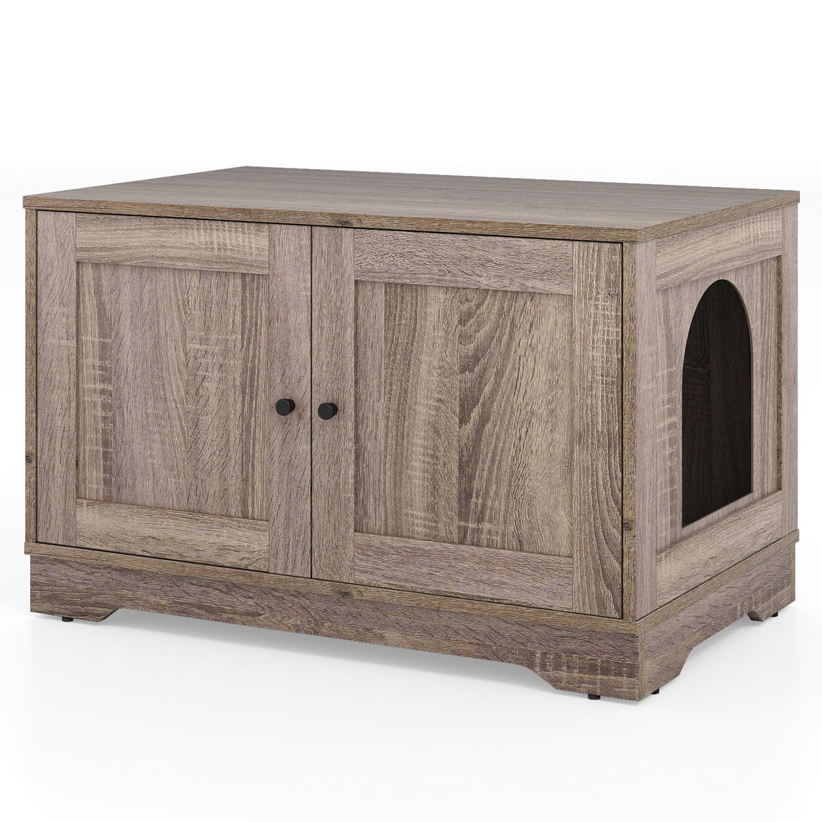 Cat Litter Box Enclosure Furniture Indoor Wooden Cat House End Side Table Nightstand-Grey view 9