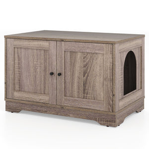 Cat Litter Box Enclosure Furniture Indoor Wooden Cat House End Side Table Nightstand-Grey view 9