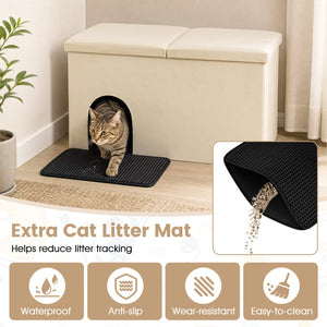 3-in-1 Cat Litter Box Enclosure with Removable & Movable Divider for Pets-Beige view 7