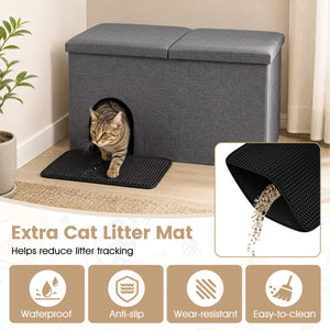 3-in-1 Cat Litter Box Enclosure with Removable & Movable Divider for Pets-Gray view 7