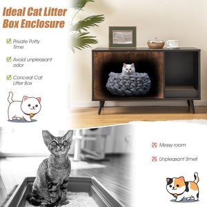 Cat Litter Box Enclosure with Double Door Cabinet view 6