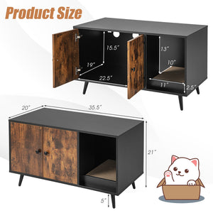 Cat Litter Box Enclosure with Double Door Cabinet view 5