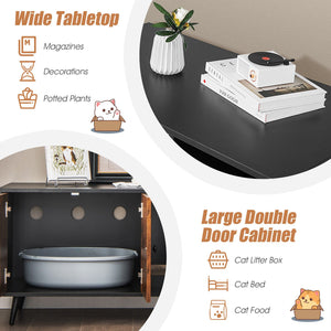 Cat Litter Box Enclosure with Double Door Cabinet view 9