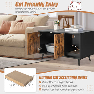 Cat Litter Box Enclosure with Double Door Cabinet view 8
