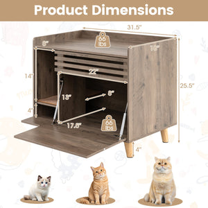 Cat Litter Box Enclosure with Flip-down Opening Door and Scratching Mat-Brown view 5