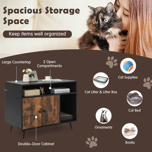 Cat Litter Box Enclosure with Storage Compartments and Pet Scratcher view 6