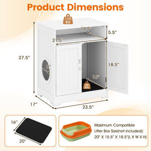 Cat Litter Box Enclosure Wooden Hidden Pet Washroom Furniture-White view 5
