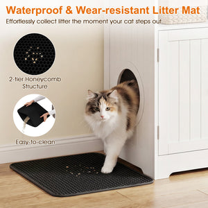 Cat Litter Box Enclosure Wooden Hidden Pet Washroom Furniture-White view 8