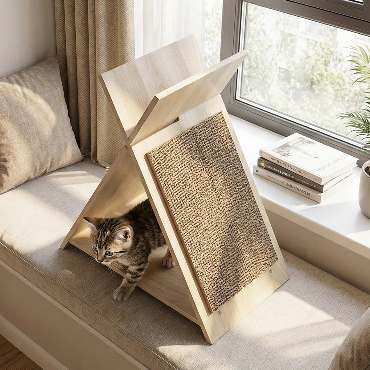 Cat Scratcher for Claw Sharpening and Furniture Protection-Natural view 3
