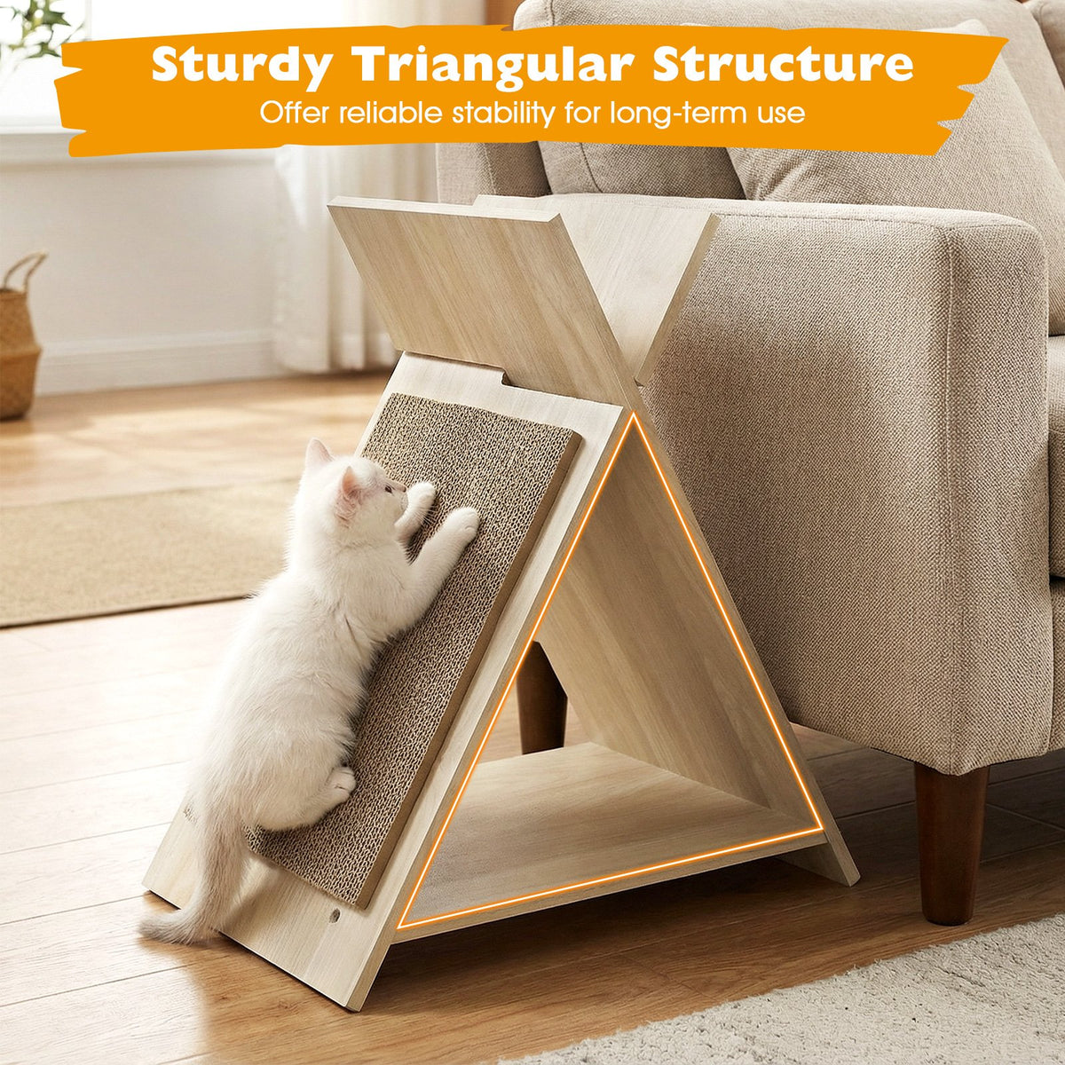 Cat Scratcher for Claw Sharpening and Furniture Protection-Natural view 9