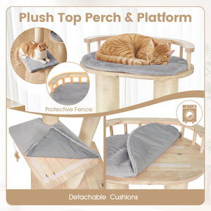 Cat Tree for Indoor Kittens, with Top Perch Condo Space and 3 Hanging Feather Toys-Gray view 6