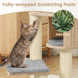 Cat Tree for Indoor Kittens, with Top Perch Condo Space and 3 Hanging Feather Toys-Gray view 8