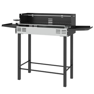 BBQ Rotisserie Grill Charcoal, Split Roaster for Chicken Turkey, 3-Level Grill Grate, Storage Shelves, Stainless Steel