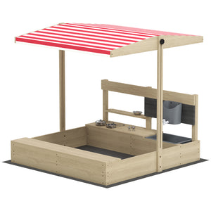 Kids Sandbox with Cover Kitchen Playset Toys, Wooden Sand Box with Seat, Storage, for 3-7 Years Old, Grey – view 8