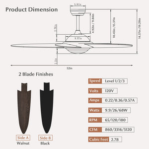 Ceiling Fan with Lights and 3 Lighting Colors-Black view 4