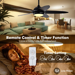 Ceiling Fan with Lights and 3 Lighting Colors-Black view 5