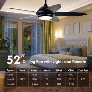 Ceiling Fan with Lights and 3 Lighting Colors-Black view 9