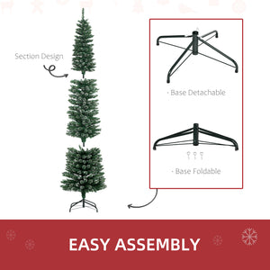 6FT Artificial Snow Dipped Christmas Tree Xmas Pencil Tree Holiday Home Indoor Decoration with Foldable – view 12