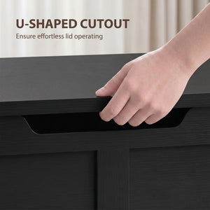 39.4 Inches Storage Chest, Storage Trunk with 2 Safety Hinges for Living Room, White Wood Grain