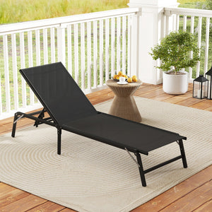 Chaise Lounge Chair Set of 2 Foldable Patio Lounge Chairs-Black view 2