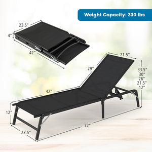 Chaise Lounge Chair Set of 2 Foldable Patio Lounge Chairs-Black view 5