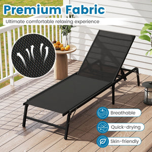 Chaise Lounge Chair Set of 2 Foldable Patio Lounge Chairs-Black view 8