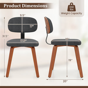 Chenille Fabric Upholstered Wooden Kitchen Chairs Set of 4-Dark Gray view 4