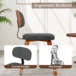 Chenille Fabric Upholstered Wooden Kitchen Chairs Set of 4-Dark Gray view 5