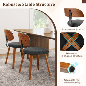 Chenille Fabric Upholstered Wooden Kitchen Chairs Set of 4-Dark Gray view 8