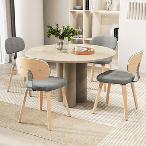 Chenille Fabric Upholstered Wooden Kitchen Chairs Set of 4-Gray view 2