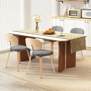 Chenille Fabric Upholstered Wooden Kitchen Chairs Set of 4-Gray view 3