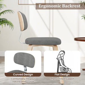Chenille Fabric Upholstered Wooden Kitchen Chairs Set of 4-Gray view 5