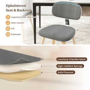 Chenille Fabric Upholstered Wooden Kitchen Chairs Set of 4-Gray view 6