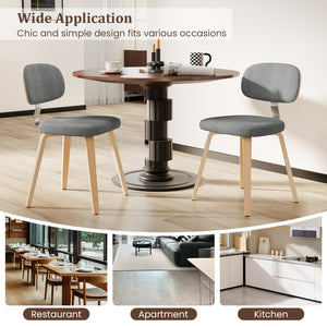 Chenille Fabric Upholstered Wooden Kitchen Chairs Set of 4-Gray view 7