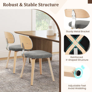 Chenille Fabric Upholstered Wooden Kitchen Chairs Set of 4-Gray view 8