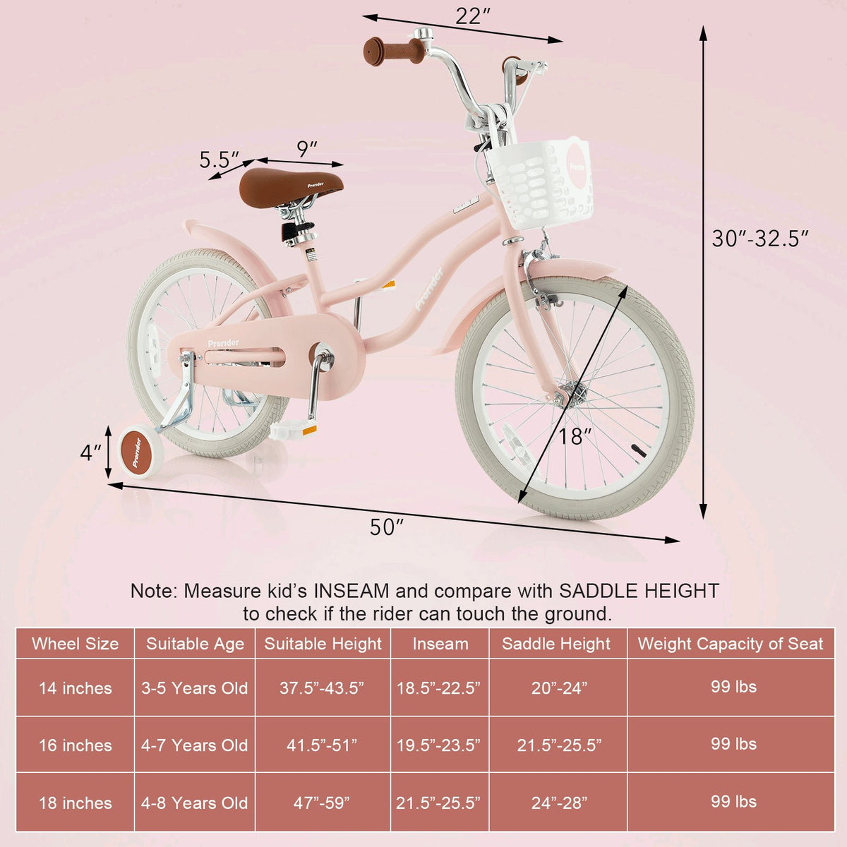 Children Bicycle with Front Handbrake and Rear Coaster Brake-Pink view 4
