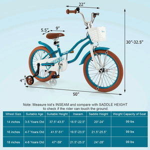 Children Bicycle with Front Handbrake and Rear Coaster Brake-Turquoise view 4