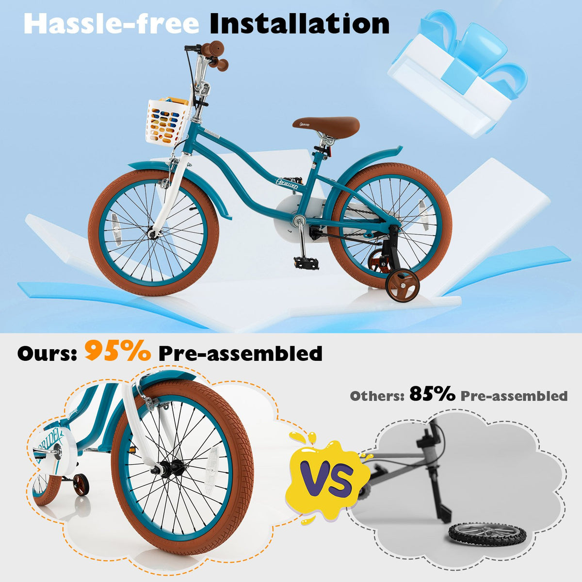 Children Bicycle with Front Handbrake and Rear Coaster Brake-Turquoise view 7