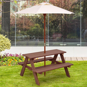 Outdoor 4-Seat Kid's Picnic Table Bench with Umbrella view 2