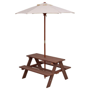 Outdoor 4-Seat Kid's Picnic Table Bench with Umbrella view 8
