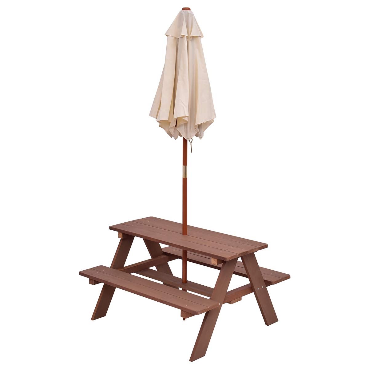 Outdoor 4-Seat Kid's Picnic Table Bench with Umbrella view 9