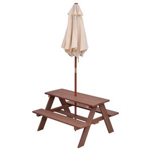 Outdoor 4-Seat Kid's Picnic Table Bench with Umbrella view 9
