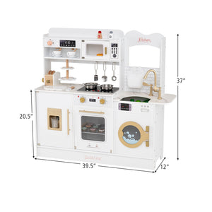 Children Pretend Toy Kitchen Playset with Light and Sound-White view 4