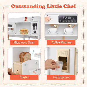 Children Pretend Toy Kitchen Playset with Light and Sound-White view 7