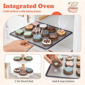Children Pretend Toy Kitchen Playset with Light and Sound-White view 8