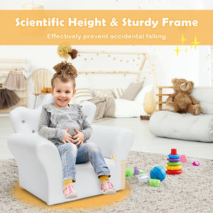 Children Upholstered Princess Sofa with Ottoman and Diamond Decoration for Boys and Girls-White view 3