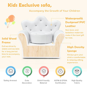 Children Upholstered Princess Sofa with Ottoman and Diamond Decoration for Boys and Girls-White view 7