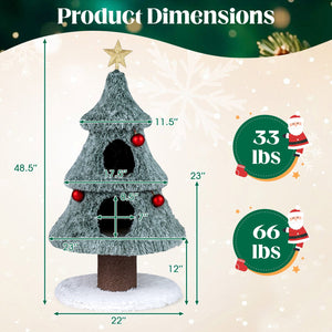 Christmas Cat Tree for Indoor Cats 48.5 inch Cute Cat Tower with 2 Large Condos Scratching Post-Green view 4