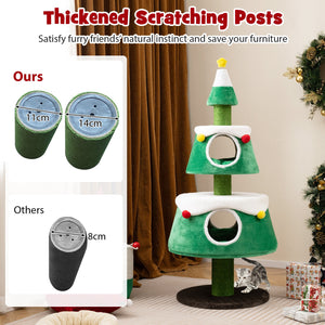 Christmas Cat Tree for Indoor Cats Cute Holiday Cat Tower with 2 Condos-Green view 8