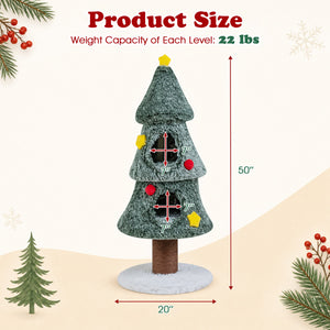 Christmas Cat Tree with 2 Condos Scratching Post and Decorative Stars-Green view 5